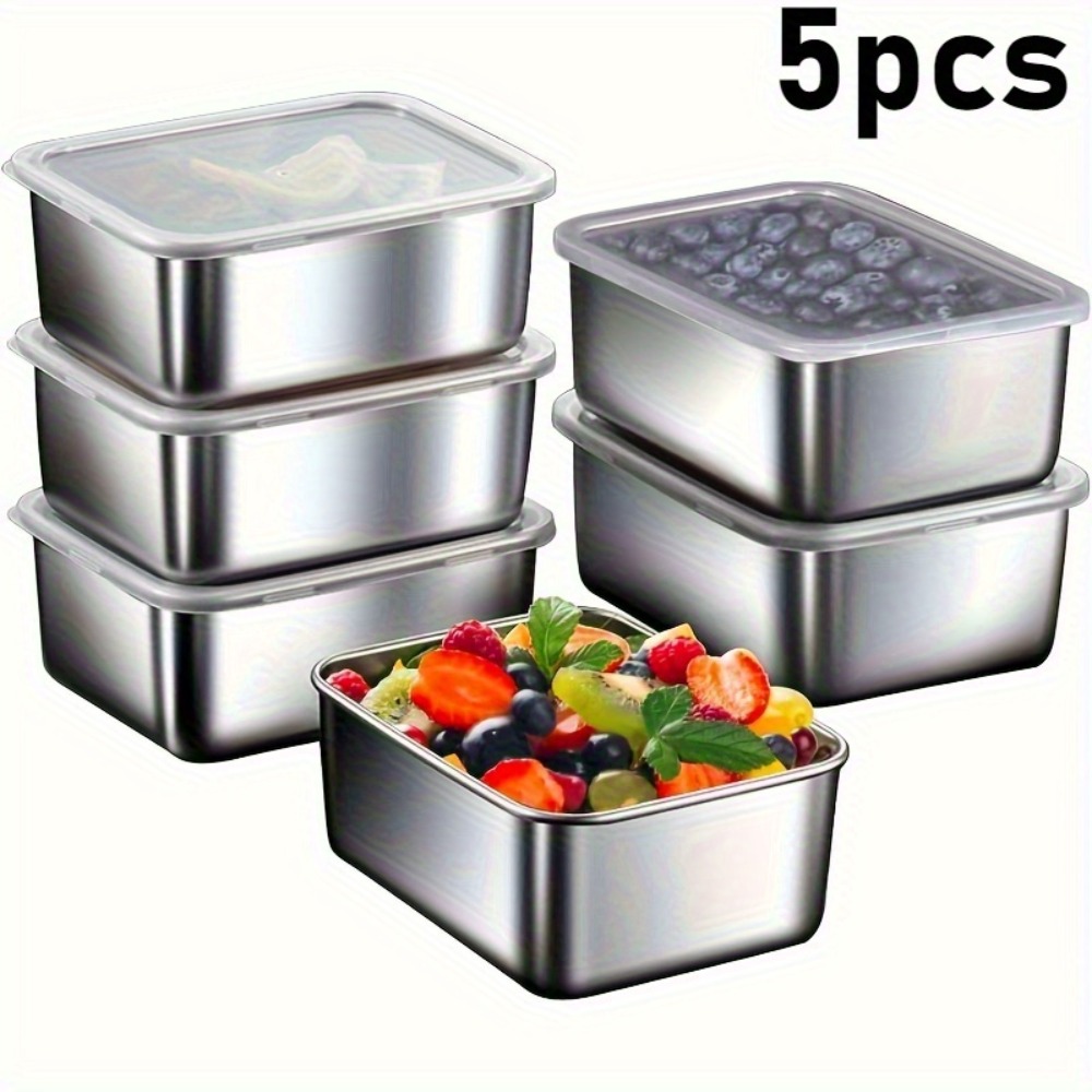 Meal Prep Containers Xl - 5-delige roestvrijstalen voedselopslagcontainers set - luchtdichte