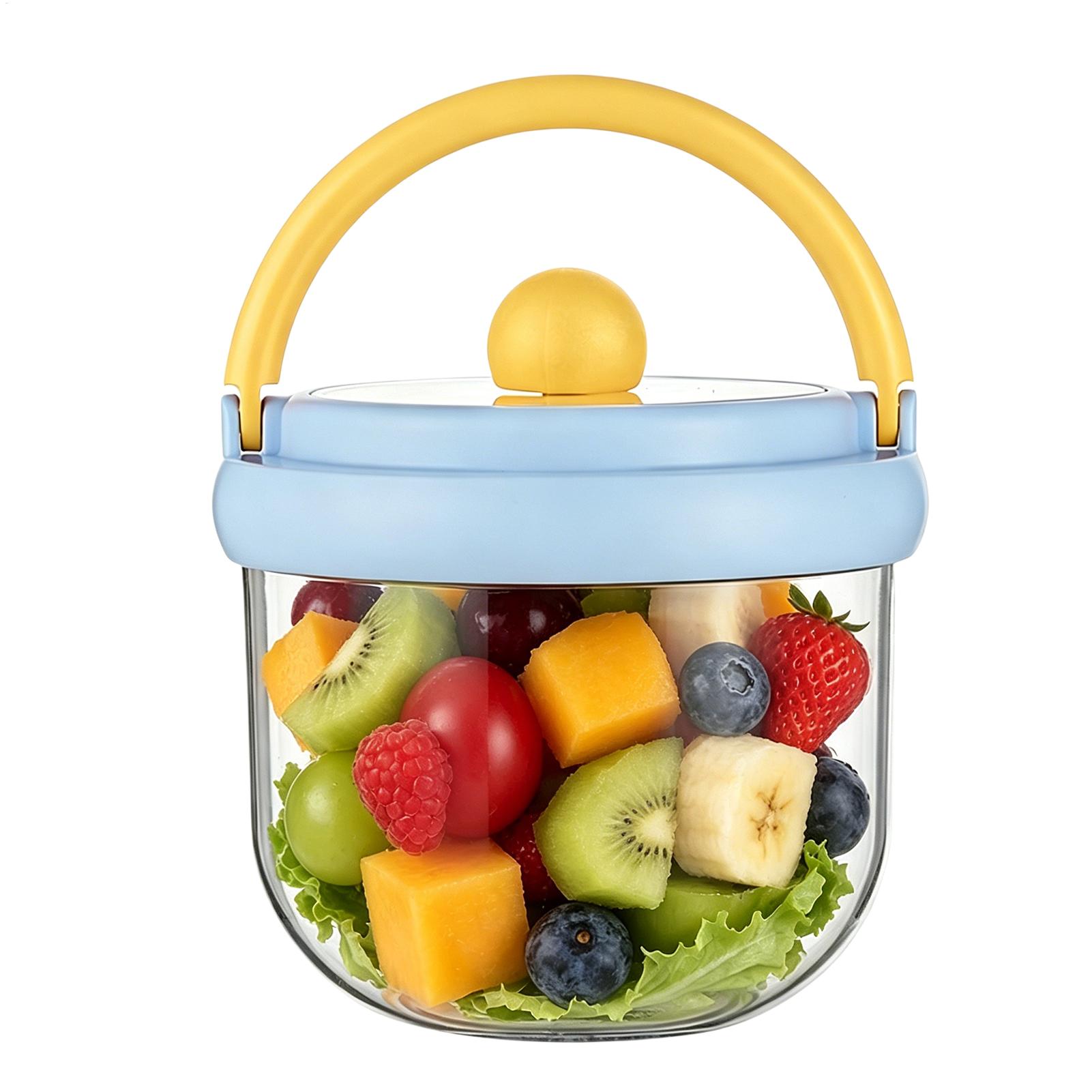 Meal Prep Jar Salad - 600ml Reissaladecontainer Lekvrije opbergpot Draagbare maaltijdvoorbereidingsdoos