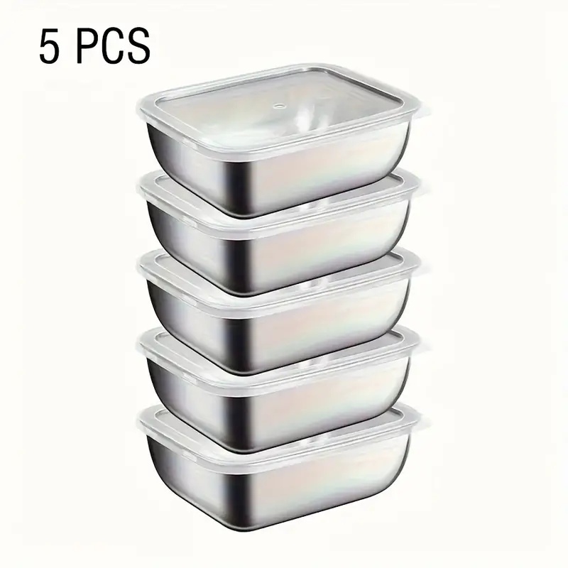 Meal Prep Containers Xl - 5 stuks roestvrijstalen voedselopslag stapelbare maaltijdbereidingsdozen