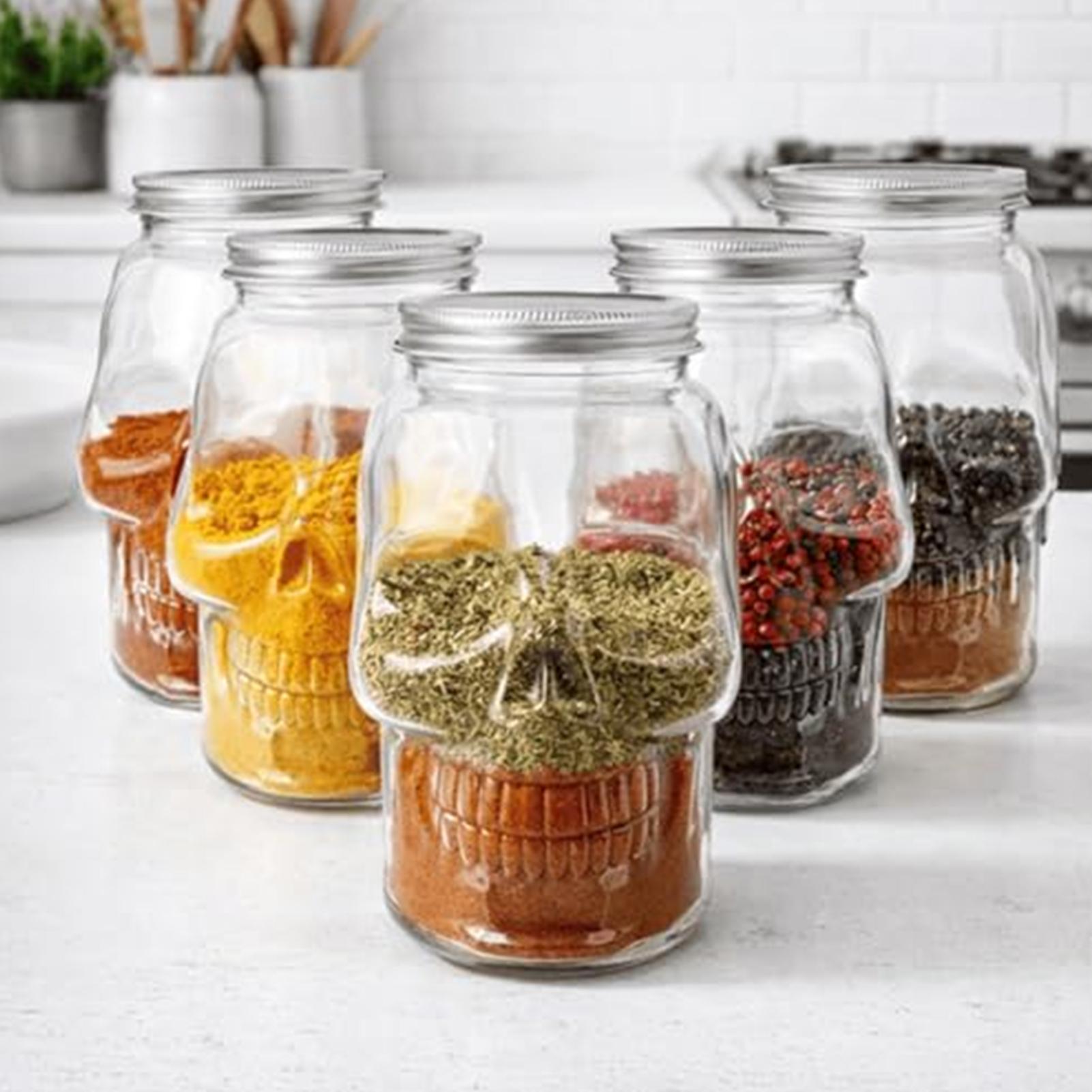 Meal Prep Jar Salad - Transparante schedelvormige glazen potten met deksel,