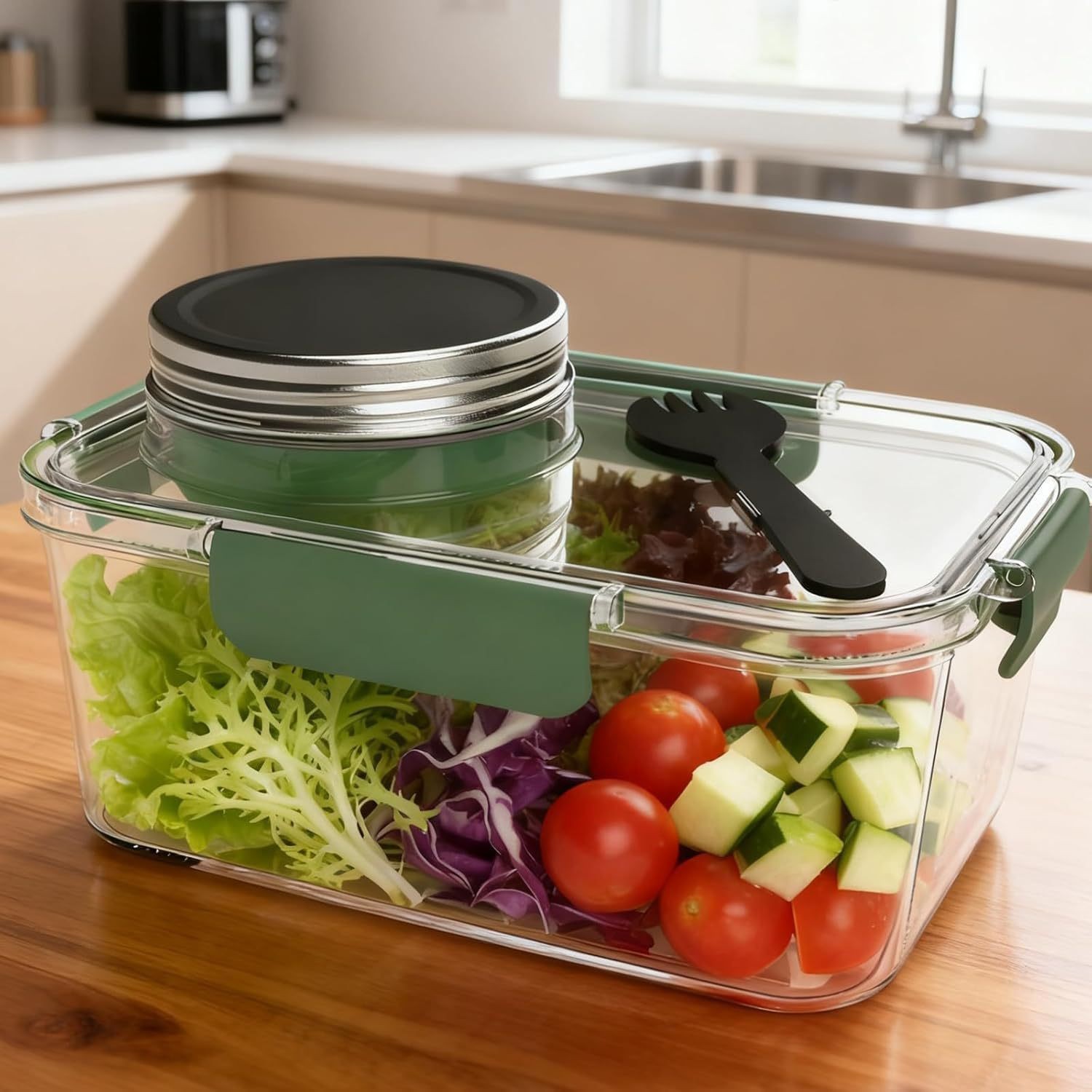 Meal Prep Jar Salad - Solar Pod Jar Voedselopslagcontainers Opslag Maaltijdbereidingscontainer