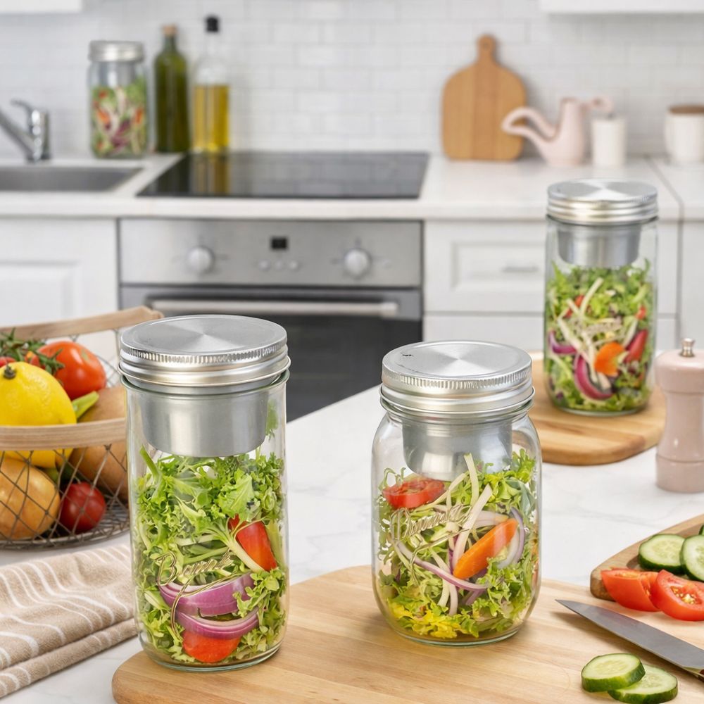 Meal Prep Jar Salad - 16/24 oz Salade Glazen Potten met