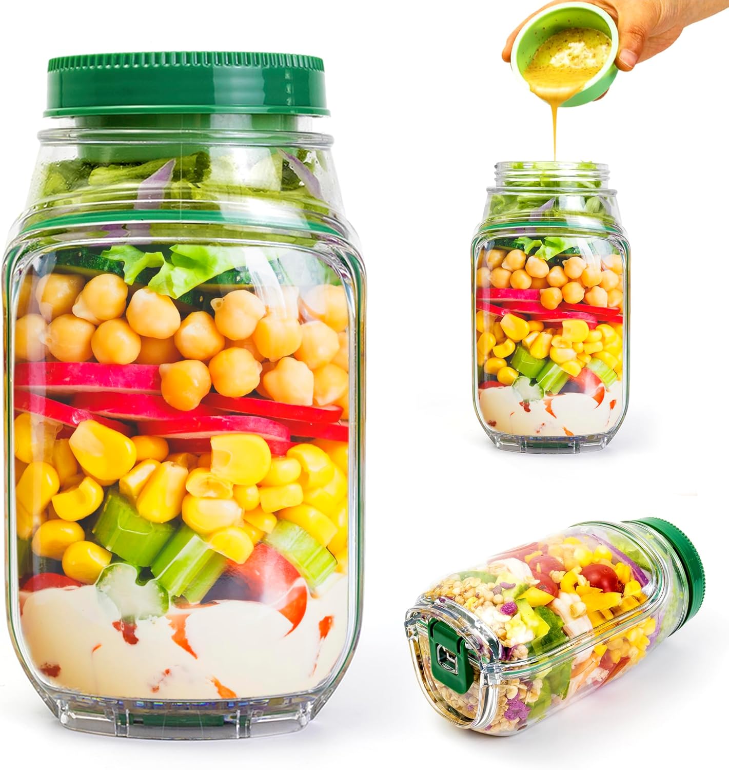 2-pack 34oz saladepotjes met z - Meal Prep Jar Salad recensie en prijs