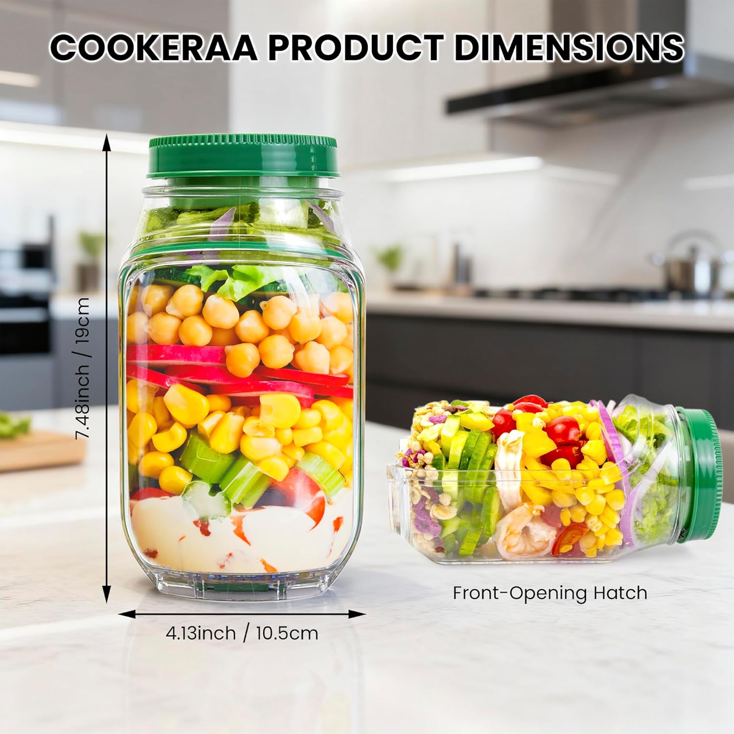 2-pack 34oz saladepotjes met z - Meal Prep Jar Salad recensie en prijs