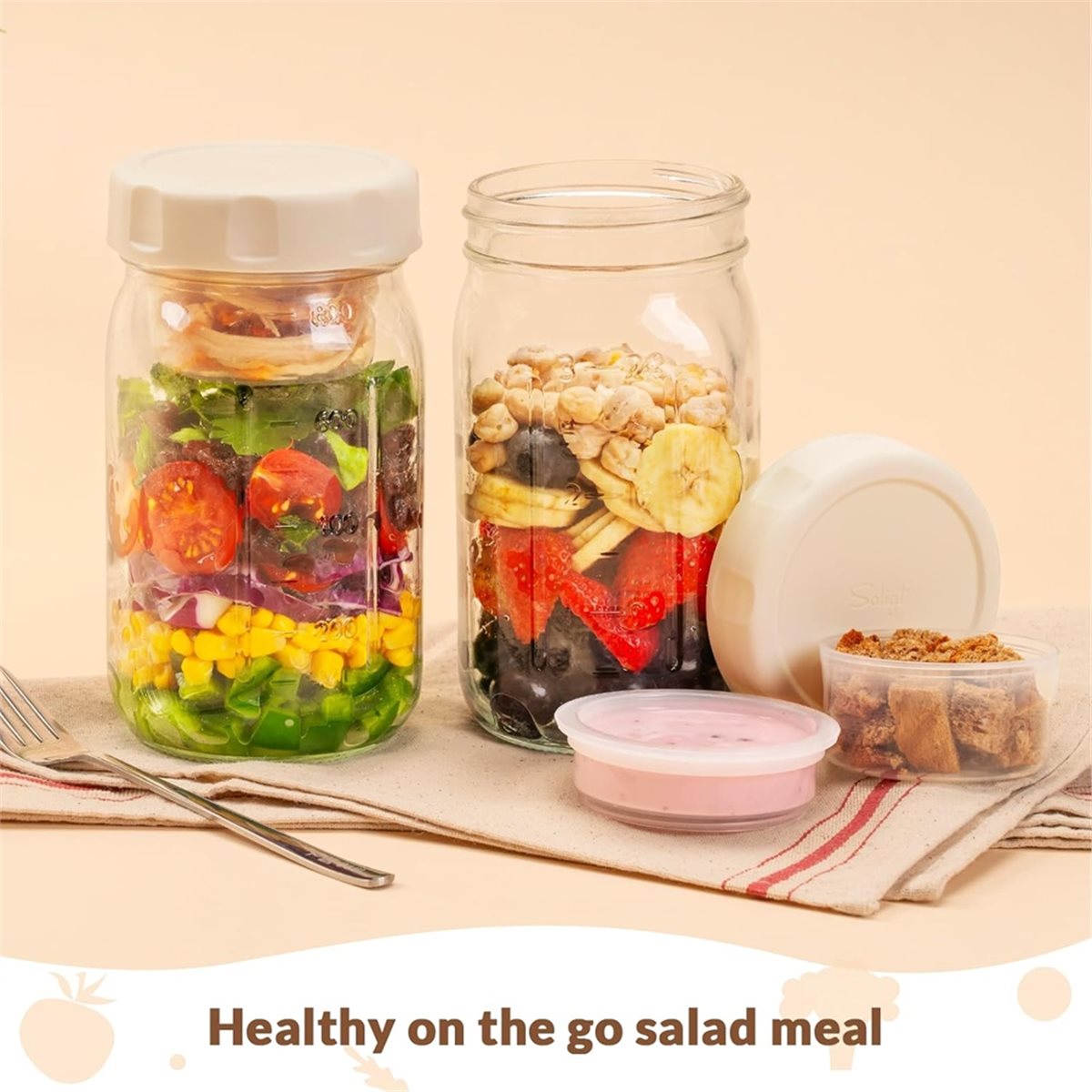 A67T NIEUW 4-pack glazen salad - Meal Prep Jar Salad recensie en prijs