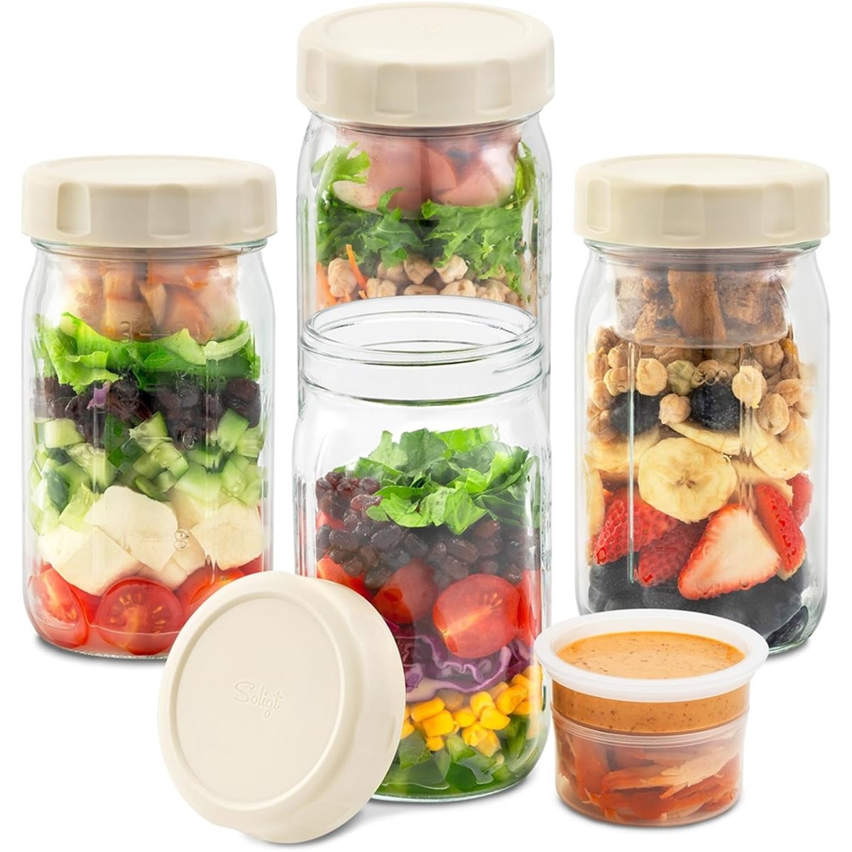 A67T NIEUW 4-pack glazen salad - Meal Prep Jar Salad recensie en prijs