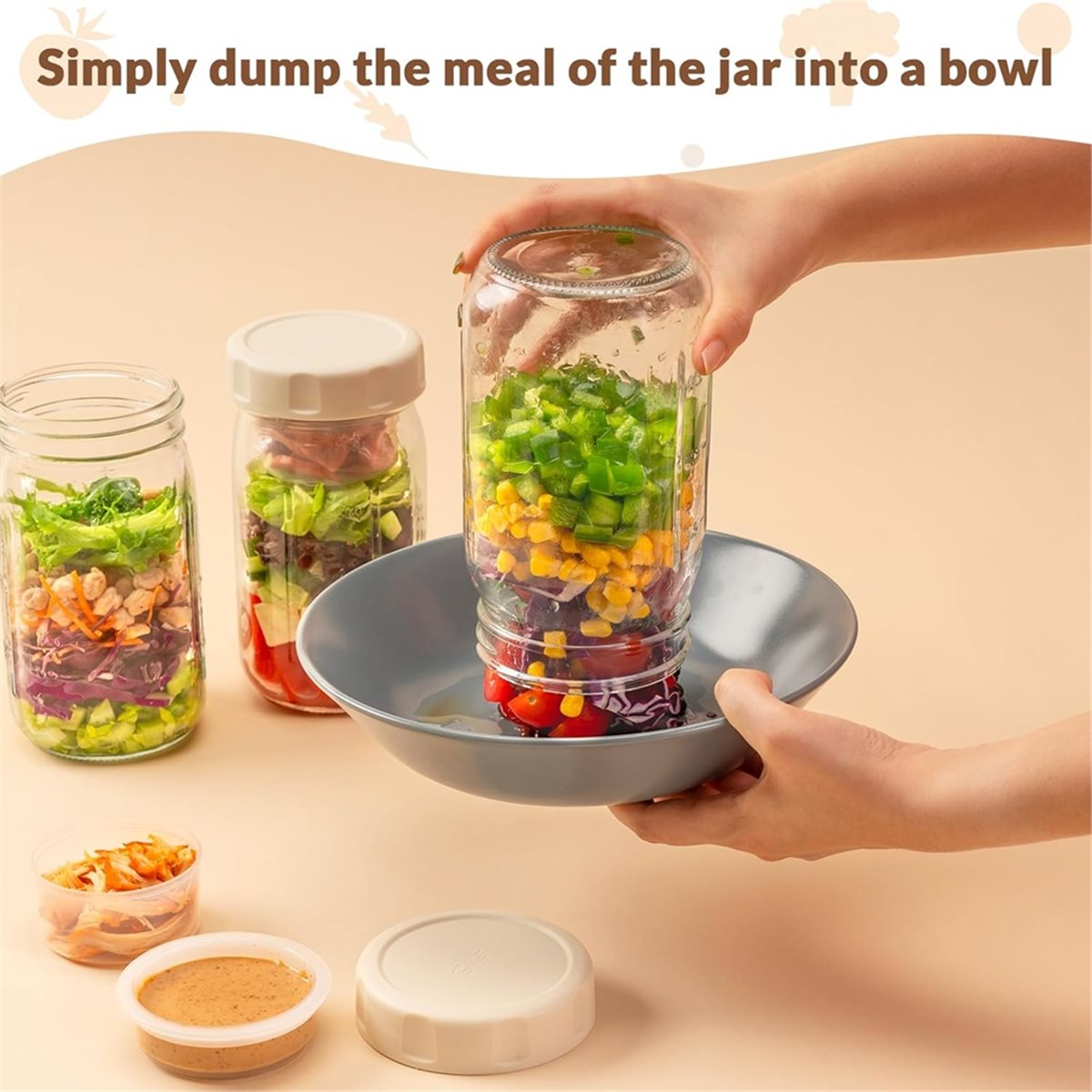 A67T NIEUW 4-pack glazen salad - Meal Prep Jar Salad recensie en prijs